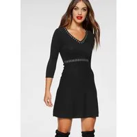 Melrose Strickkleid feminines Mini Kleid mit ausgestelltem Rock und V-Neck