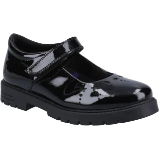 Hush Puppies Sabrina Patent JNR Mädchenschuhe Aus Schwarzem Leder