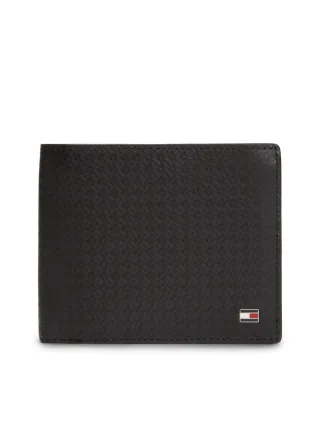 Tommy Hilfiger - Brieftasche aus Leder mit Flag-Prägung schwarz - Gr. - OS
