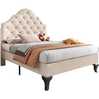 Flieks Polsterbett, Samt Einzelbett mit höhenverstellbarem Kopfteil 90x200cm
