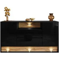 ALLHOUSE24 Kommode MILA 160 cm mit Einsatz aus Wotan Eiche Sideboard LED Beleuchtung (1x Kommode), Breite 160 cm
