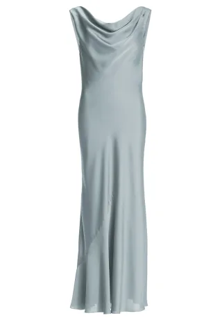 SWING - Abendkleid aus nachhaltigem Satin mit Wasserfall Ausschnitt ice blue - Gr. - 32