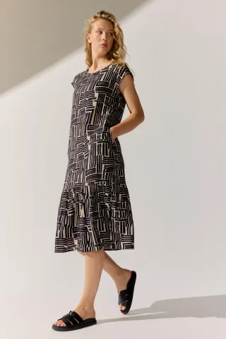 THE FASHION PEOPLE - Dress Viscose AOP warm linen print - Gr. - 36
