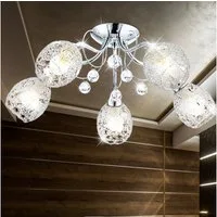 GLOBO LIGHTING Deckenleuchte, Leuchtmittel nicht inklusive, Deckenleuchte Kristall Deckenlampe Beleuchtung Chromgeflecht Licht