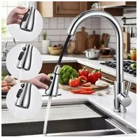 Duschparadies Küchenarmatur Wasserhahn Küche mit Ausziehfunktion, Hochdruck und 360° Drehkopf Edelstahl-Armatur als Einhebel-Mischbatterie mit praktischer Brause