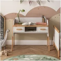 VitaliSpa® Schreibtisch Malia, Weiß/Artisan/Artisan, 97 x 51 cm mit 2 Schubladen (1-St)