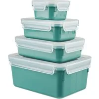 Emsa Frischhaltedose Clip & Close Color Edition, Kunststoff, (Set, 4-tlg), 0,2/0,55/0,8/2,2L, Kunststoff, auslaufsicher, hygienisch, innovativ