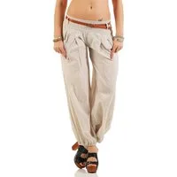 malito more than fashion Haremshose malito Damen Chino Hose in Uni Farben, Freizeithose mit Gürtel, Sommerhose mit Gürtel