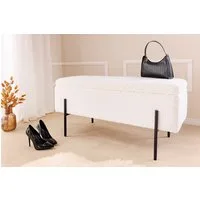 riess-ambiente Truhenbank LOFT 100cm weiß/schwarz - Bouclé-Bezug, Metallgestell, mit Stauraum (Einzelartikel, 1-St), mit Teddystoff & Polsterung – ideal für Flur, Ankleide & Schlafzimmer