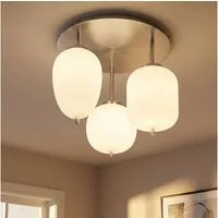 GLOBO LIGHTING Deckenleuchte, Leuchtmittel nicht inklusive, Deckenleuchte Wohnzimmerlampe Deckenlampe Metall Glas Opal 3-Flammig