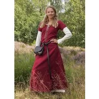 Battle Merchant Ritter-Kostüm Kurzärmelige Cotehardie Mittelalter Kleid Ava Weinrot Größe XXL