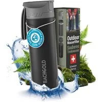 BACHGOLD Trinkflasche Profi Outdoor Wasserfilter Flasche mit 1500L Filterkapazität, Entfernt 99,99 % Bakterien & filtert Viren, Partikel & Schwermetalle