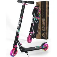 Apollo Cityroller Skyracer LED City Scooter Kinder, Tretroller mit Federung, klappbarer Kinderroller, höhenverstellbar