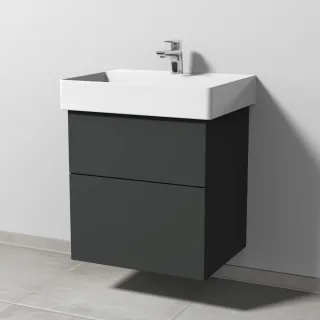Sanipa 3way Waschtischunterbau zu Duravit Dura Square Waschtisch mit 2 Auszügen, Graphit-Matt SP4261B