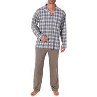 Normann Pyjama Normann Herren Langarm Pyjama zum durchknöpfen, auch in Übergrössen