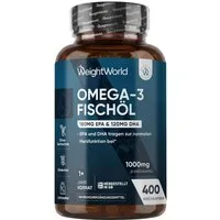 WeightWorld Omega 3 Kapseln – 400 Weichkapseln, 1000 mg Fischöl, EPA & DHA, Weichkapseln, 1 er 400 St., 548 g, 1+ Jahr Vorrat - IFOS Zertifiziert