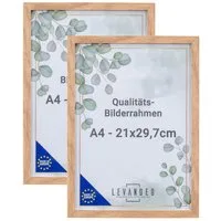 Levandeo® Bilderrahmen, 2er Set A4 Bilderrahmen Natur Eiche Optik Made in EU