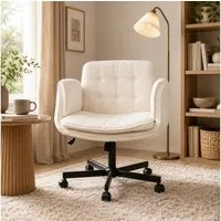 Leawin Drehstuhl Bürostuhl ergonomisch Schreibtischstuhl mit breitem Sitz, Mit Chenille-Bezug, 5-fach Armlehnen und 150 kg Tragkraft