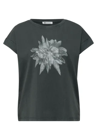 Street One - Dropped Shoulder Shirt mit Artwork deep bound green - Gr. - 38