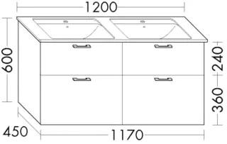 Burgbad Waschtischunterschrank zu Keramik-Waschtisch Sys30 PG4 Sana 600x1170x450 Schilf Hochglanz, W WXWR117F3362