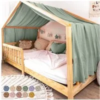 lilimaus Betthimmel Single Hausbett Himmel Gold aus 100% Baumwolle - 12 Farben (1-tlg), Musselin Betthimmel Goldsterne für einseitiges Hausbett