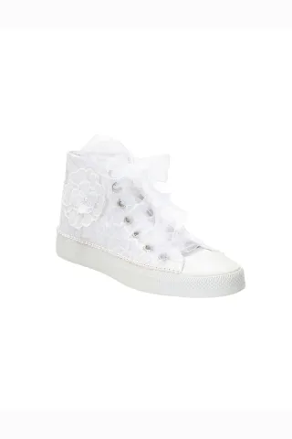 Mariselle Perlen Spitzen Braut High-Top Sneaker