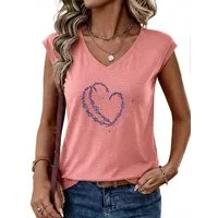 PYLIKE Tanktop Damen Sommer bequemes Casual Basic V-Shirt mit Ärmellos T-shirt Bequem für Freizeit und Büro,Strandurlaub