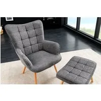 riess-ambiente Sessel SCANDINAVIA grau / natur (Einzelartikel, 1-St), Wohnzimmer · Stoff · Massivholz · mit Armlehnen · Scandinavian Design