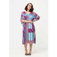 Ulla Popken Midikleid Midikleid grafisch Oversized Rundhals Halbarm
