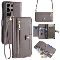 betterfon Handykette für Samsung Galaxy Leder Umhänge Hülle mit Kartenfächer, 5 Kartenfächer + verstellbare Kette & Standfunktion mit TPU-Schutz