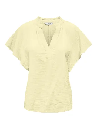ONLY - ONLTHYRA SS V-NECK TOP CS WVN Transparent Yellow - Gr. - S