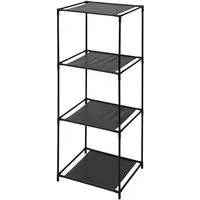 Spetebo Standregal Stand Regal schwarz mit 3 Stoffablagen - 104 x 34 cm, Packung, Lager Regal zum Hinstellen mit 3 Soffablagen