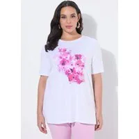 Ulla Popken T-Shirt T-Shirt Blüten A-Linie Rundhals Halbarm