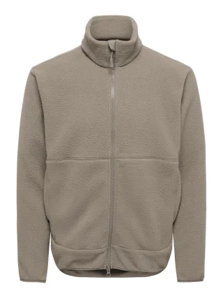 only & sons - Fleecejacke mit Zipper grau - Gr. - S