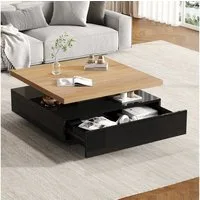 REDOM Couchtisch Couchtisch 70x70 cm mit 360° drehbarer Tischplatte (Satztisch, Wohnzimmertisch Beistelltisch, 1-St., praktischer Stauraum, bis 30 kg Tragkraft), mit Walnussplatte und Hochglanzbeinen