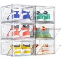 POPOLIC Schuhkiste Schuhbox Schuh-Organizer, Stapelbare Schuhaufbewahrungsbox (Organizer für Sneaker, Stiefel & Schuhe, 6 St., Platzsparendes Schuhregal), Transparente stapelbare Kunststoffbox