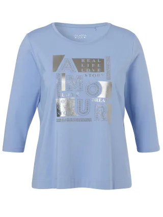 VIA APPIA DUE - T-Shirt Rundhals 3/4 Arm Motiv Strass rauchblau multicolor - Gr. - 50
