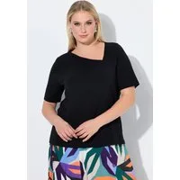 Ulla Popken T-Shirt T-Shirt Classic asymmetrischer V-Ausschnitt