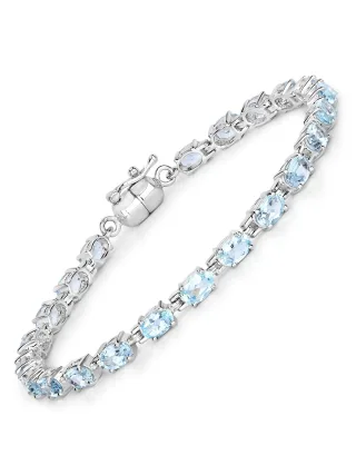 Vira Jewels Armband 925-Sterling Silber rhodiniert Blautopas oval