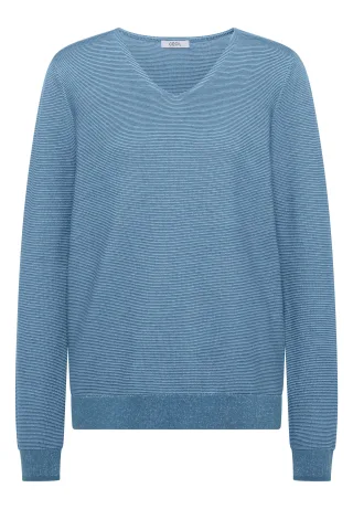 CECIL - Pullover im Two-Tone-Look mit V-Neck mountain air blue - Gr. - M