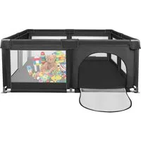 JEOBEST Laufgitter Laufstall Baby 120x120cm, Laufgitter mit Atmungsaktivem Netz an Vier Seiten und Saugnäpfen