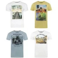 riverso T-Shirt Herren Printshirt RIVLukas 4er Pack Regular Fit (Vorteilspack, 4-tlg) Kurzarm Tee Shirt mit Rundhalsausschnitt aus 100% Baumwolle