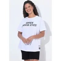 Angel of Style T-Shirt T-Shirt Boxy Fit Puff-Schriftzug Halbarm