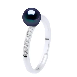 Ringschmuck - Echte Süßwasser-Zuchtperle, rund 7-8 mm