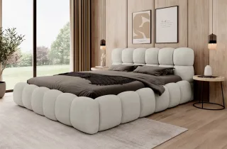 Polsterbett Bett AURELIA 180x200cm in Stoff Ascot Beige / Speed