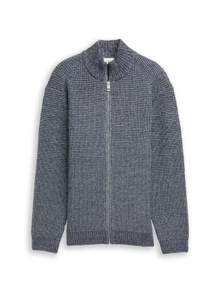 Tom Tailor - Strickjacke mit Reißverschluss navy melange white core - Gr. - XL