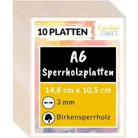 Creative Deco Bastelnaturmaterial Sperrholzplatte Stärke 3mm Birkensperrholz Dünne Holz-Zuschnitte, (10-tlg), Perfektes Blatt für Laubsäge, Brandmalerei, Laserschnitt