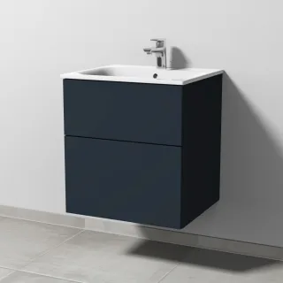 Sanipa 3way Waschtischunterbau zu Geberit Renova Plan Slim Waschtisch mit 2 Auszügen, Marine-Matt SP6851R