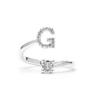 Luxenter Ring mit funkelndem Zirkonia, silberfarben – Alphabet