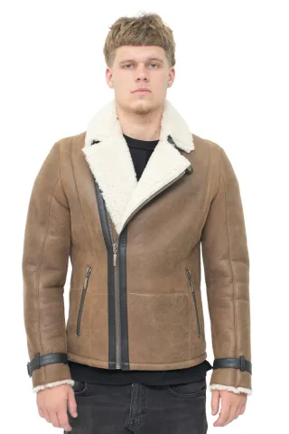 Zweireihige Herren-Bikerjacke aus Schafsleder – Manila